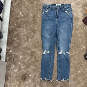 Abercrombie & Fitch Blue Ripped Skinny Jeans
